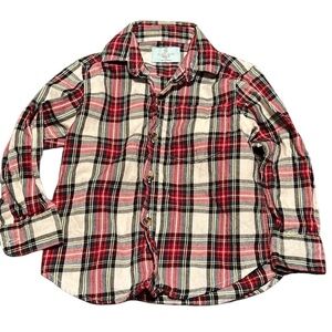 Class Club Boys Toddler Button Down Plaid Long Sleeve Size 2/3 (Red & White)
